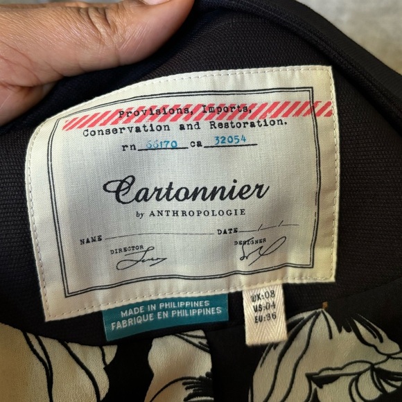 CARTONNIER by Anthropologie | blazer with floral lining | size us 4 - Picture 5 of 7